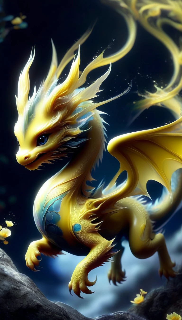 baby dragon,anime style, body color:yellow