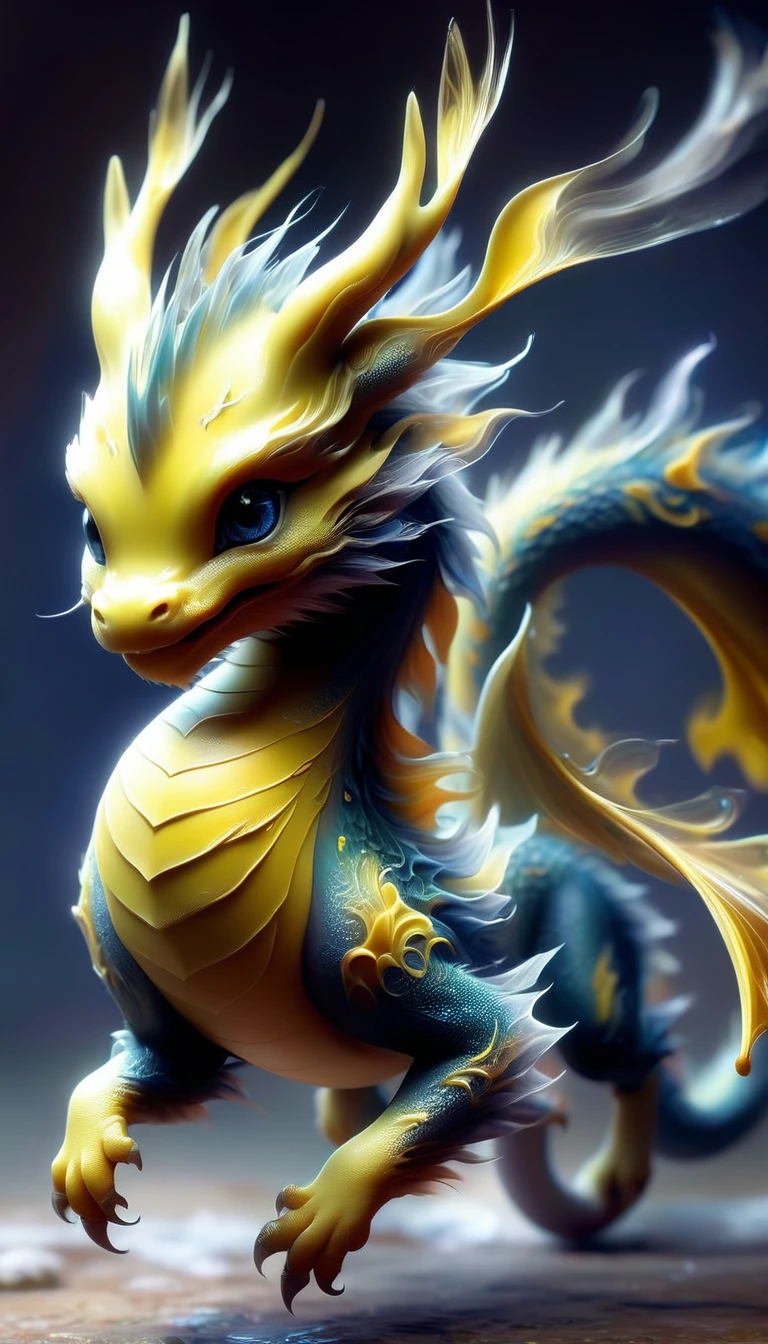 baby dragon,anime style, body color:yellow