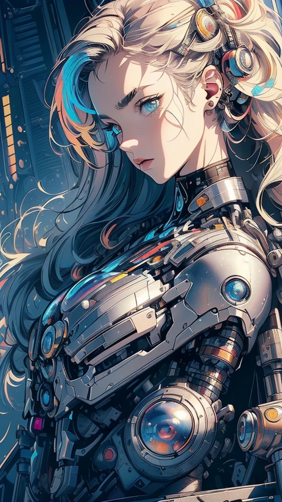(((masterpiece, highest quality))),(((solo:1.2))),(((1girl:1.2))),32k wallpaper, very detailed,(((((portfolio))))),(((((Close-up))))),(((((bust up))))),((((((more various angle)))))),(((highlight))),((((heterochromia)))),(((complete. detailed face))),((((Extremely talented)))),(((((most complicated machine))))),(((genius mechanic))),((Overall colorfully)),(((cyborg))),(big brest)