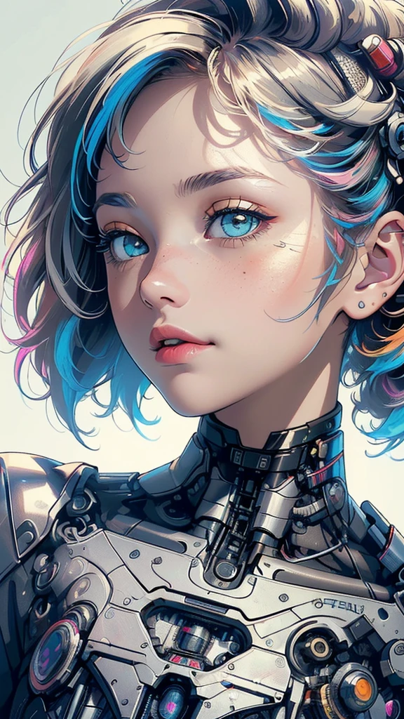 (((masterpiece, highest quality))),(((solo:1.2))),(((1girl:1.2))),32k wallpaper, very detailed,(((((portfolio))))),(((((Close-up))))),(((((bust up))))),((((((more various angle)))))),(((highlight))),((((heterochromia)))),(((complete. detailed face))),((((Extremely talented)))),(((((most complicated machine))))),(((genius mechanic))),((Overall colorfully)),(((cyborg))),(big brest)