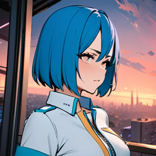 (masterpiece, Best quality:1.2), 1 girl, One, Kaslin,  blue hair