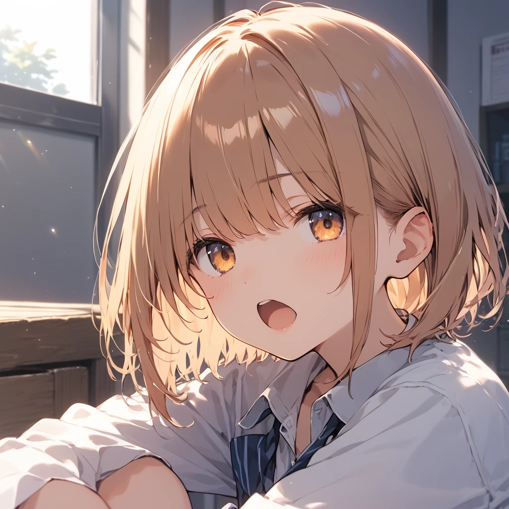 score_9, score_8_up, score_7_up, source_anime, best quality, masterpiece,ultra-detailed,official art, absurdres, highres, waifu2x, break,1girl, school girl, short hair, beautiful detailed eyes, sit, open mouth, (yawn:0.3), sleepily, mat, gym storeroom, break,(clear line illustration:1.2),very high resolution, very aesthetic, super detailed skin, Best sexual lighting powered by famous artist, 8k,ero picture,beauty illustration,photoshop_(medium),,(Detailed Lighting),