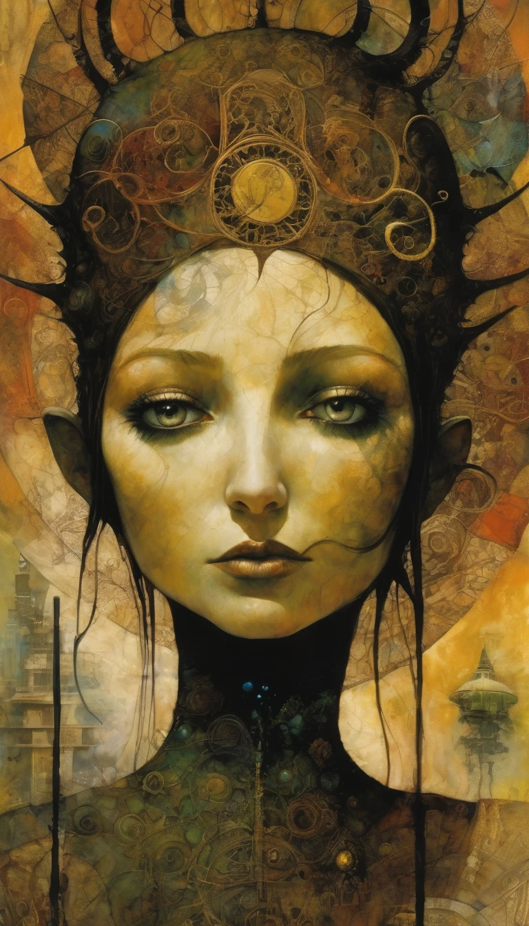 The world, Artwork inspired by Dave Mckean, intricate details, oil painted
