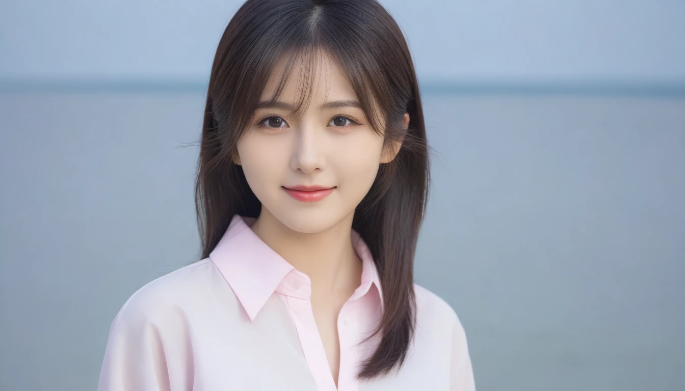 8K, Ultra-high resolution, Highest quality, masterpiece, 三分割法によるphotograph,Surreal, photograph, 1 girl, (16 years old:1.3), pretty girl, Cute face, Beautiful eyes in every detail, 細かくdetailedに,masterpiece,, One Girl:1.2, Japan Female Announcer,whole body,Young Wife,Pale pink collared shirt,Country Road,Looking up at the sky,profile,Pencil Skirt、Full of cleanliness,A carefree smile,Healing the heart,Semi-long layered hair,Looking at the audience、beauty,Long neck、Laugh a little、Please close your mouth and laugh、(((Ideal body type))),A-cup small breasts :2,、Portraiture:2、Perfect Anatomy、鮮明なdetailed、detailed、Surreal、Light and shadow,Strong light