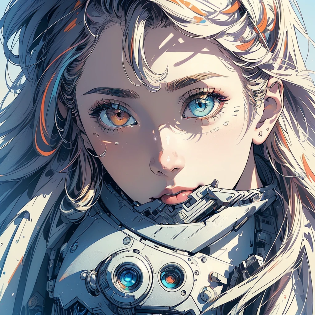 (((masterpiece, highest quality))),(((solo:1.2))),(((1girl:1.2))),32k wallpaper, very detailed,(((((portfolio))))),(((((Close-up))))),(((((bust up))))),((((((more various angle)))))),(((highlight))),((((heterochromia)))),(((complete. detailed face))),((((Extremely talented)))),(((((most complicated machine))))),(((genius mechanic))),((Overall colorfully)),(((cyborg))),(big brest)