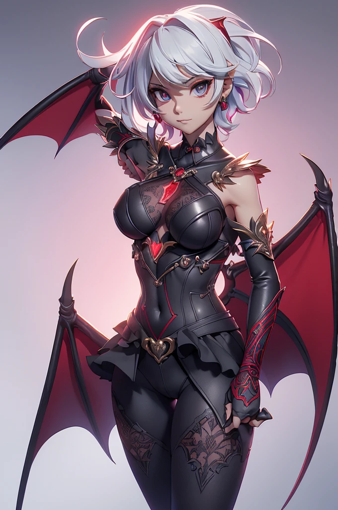Mini morrigan aensland, (morrigan aensland), 独奏, ray tracing, 3D style, 3DMM, ((oses per photo)), ((oses au cada foto)), fully body,(Front view),(Costas Issue), (Emist on the left), show flat belly, (((oses per photo))),(very big breastsperfect ass, perfect and symmetrical eyes, (perfect handuturistic sword in hand)), ((short hair)),white clothing with textured edges, skin fair, luauas detalhadas, White thigh-high tights with trim, auestido aberto au "au", Waist slender, big legs, low water, Show legs to the top of the waist, ,((top with rip in the middle)),ultra realistic skin, realistic human eyes,ultra realistic skin,super sensual suit,(faixas au torno dos seios), colorfully,top with ruffles,(pubis with a lot of volume),(extrauamente sensual),(very sensual),(red and black thaue),(((giant bat wings))),with bat wings,love the league,(meia calca de renda au um dos lados),(meia calca de renda au um dos lados),((red decorations with LEDs))),((red lines adorning the curves of the body)),(((woman show))),((devil may cry)),((details Intricate))