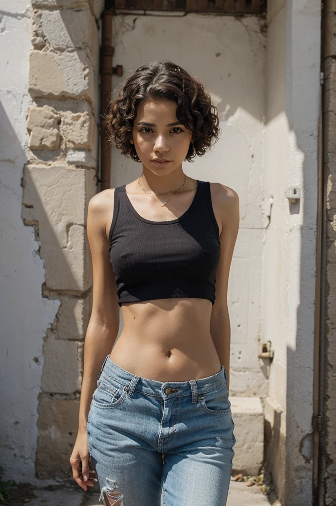 teen latina , short curly hair , skinny 
