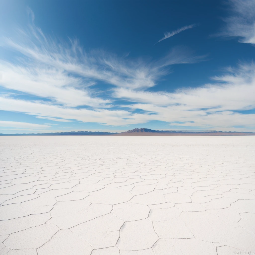 arafed view of a vast desert with a mountain in the distance, constructed upon salar de uyuni, white desert background, at the salar de uyuni, most perfect desert on the world, at salar de uyuni, white desert, salt flats with scattered ruins, barren desert landscape, mexican desert, flat desert, barren landscape, desert in the background