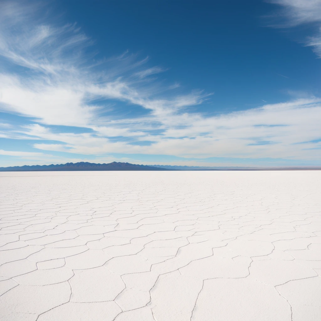 arafed view of a vast desert with a mountain in the distance, constructed upon salar de uyuni, white desert background, at the salar de uyuni, most perfect desert on the world, at salar de uyuni, white desert, salt flats with scattered ruins, barren desert landscape, mexican desert, flat desert, barren landscape, desert in the background