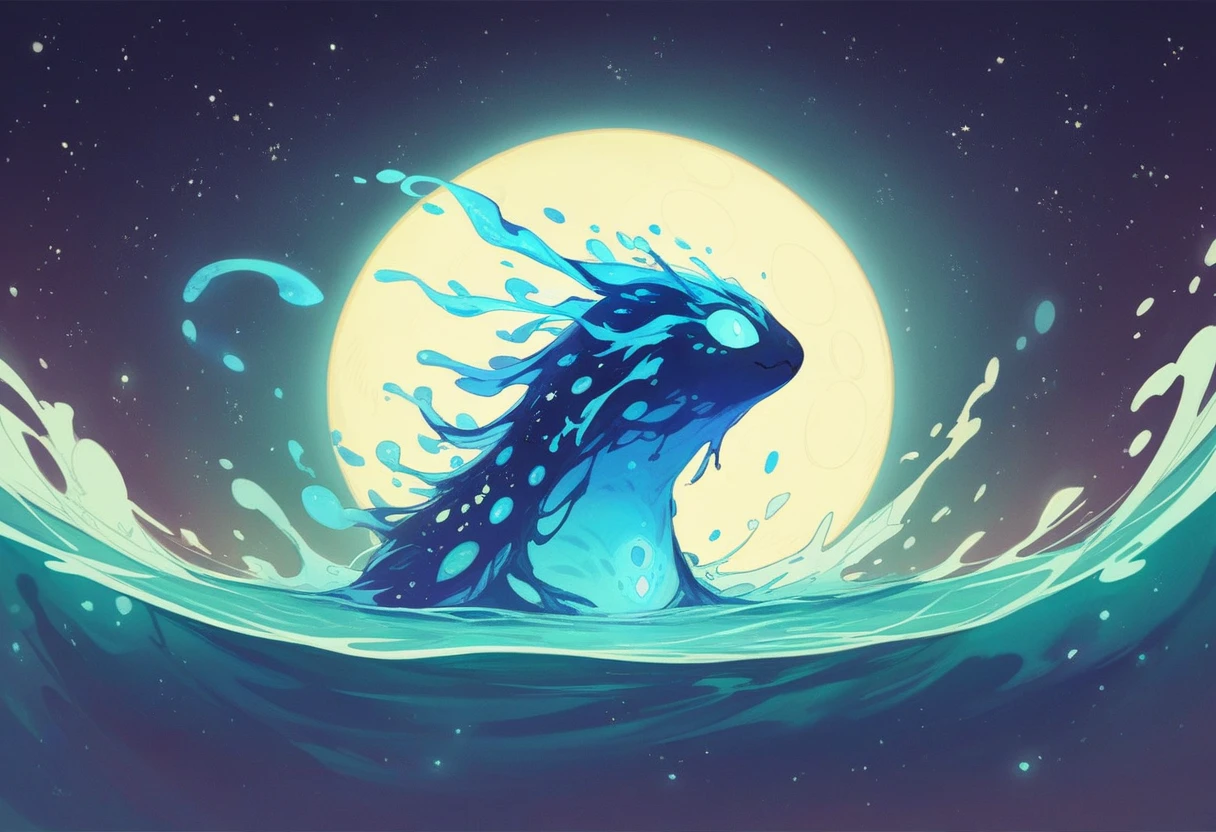 Full moon and starry beach, an album cover by Ren Renfa, Trending on pexels, Space Art, makes the sea area Glowing Water, Glowing Water, Magical Beach, blue Bioluminescence, bright blue Glowing Water, filled with Bioluminescence, Magical Ocean, Bioluminescence, Bioluminescenceの輝き
