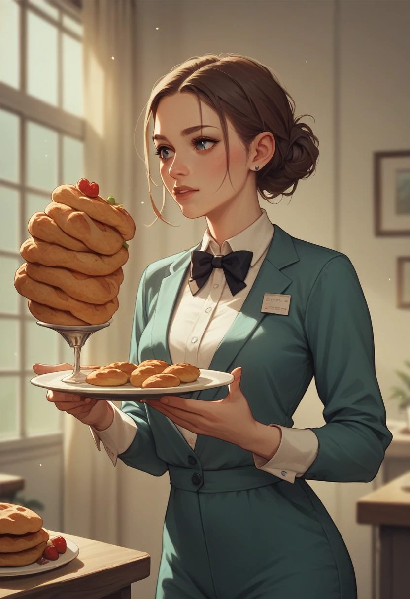 woman dinner time suit baked breads