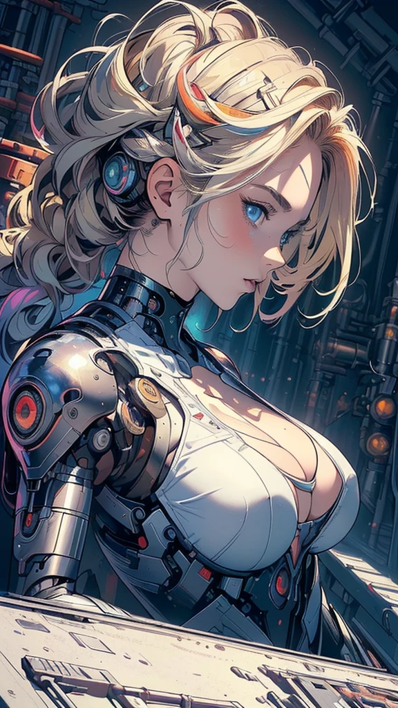 (((masterpiece, highest quality))),(((solo:1.2))),(((1girl:1.2))),32k wallpaper, very detailed,(((((portfolio))))),(((((Close-up))))),(((((bust up))))),((((((more various angle)))))),(((highlight))),((((heterochromia)))),(((complete. detailed face))),((((Extremely talented)))),(((((most complicated machine))))),(((genius mechanic))),((Overall colorfully)),(((cyborg))),((big breast))