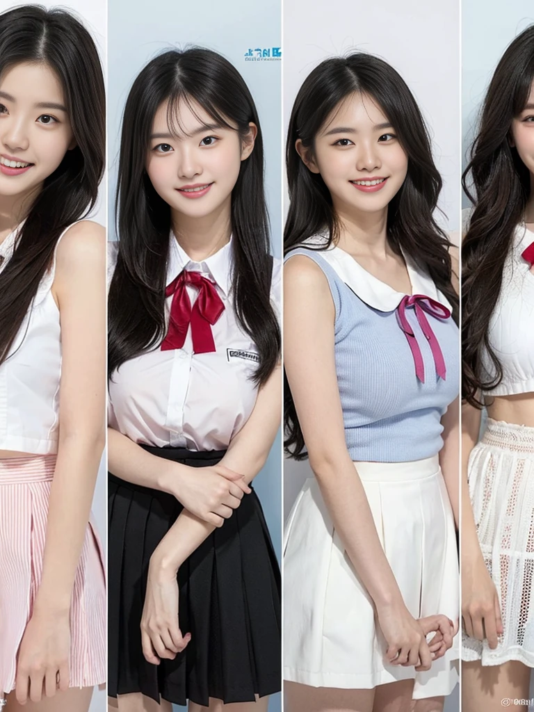 (Super cute Korean high school girls duo taking photos side by side 1.2)(grin,Smile)(Beautiful Sweat:1.1)(16K, RAW Photos, Highest quality, masterpiece: 1.2),(Shiny black hair) Super detailed, Super Resolution, (Genuine, Genuine photos: 1.37), Portraiture, High-resolution RAW color photos, Professional photos, Very detailed, 8k wallpaper, Very detailed CG Unity 8k wallpaper, Very detailed beautiful girls, Very detailed faces, ((whole body)), beautiful woman, Huge breasts,(huge boobs:1.1) (Big Boobs:1.1), Beauty college student (A tight, girly, pale pink sleeveless top with a ribbon.),high School girl, Korean Girls,(K-POP Female Idols), (Idol-class beauty)(Beautiful high school girl:1.1)(School)(18-year-old)(Stylish school uniform-style outfit:1.1)(Group photo:1.3)