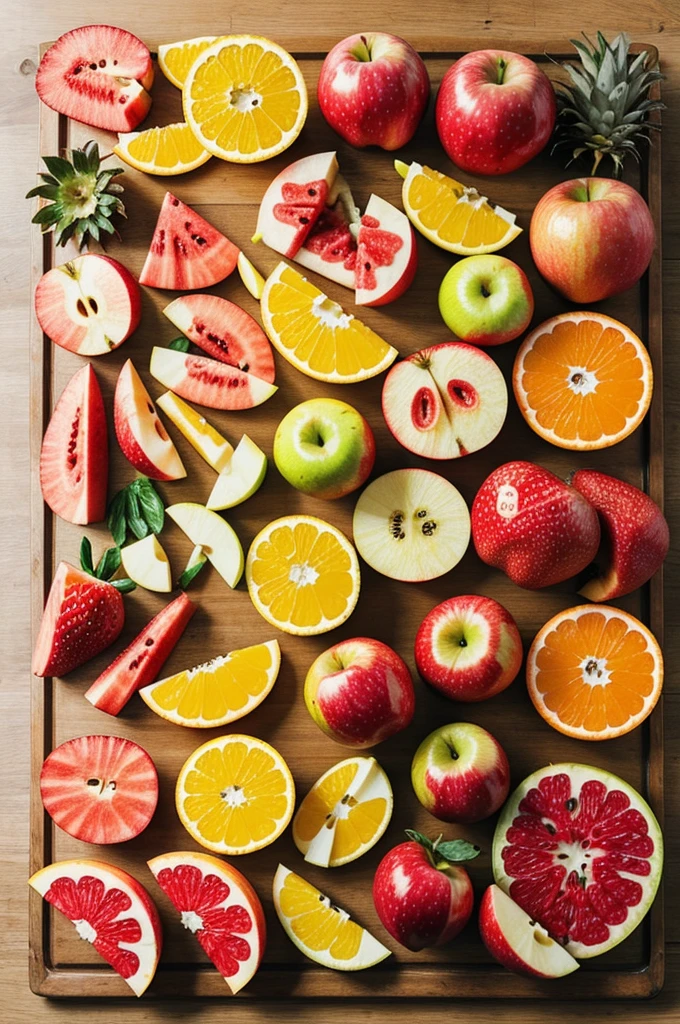 Draw these fruits Apple Strawberry Orange Pineapple Watermelon Tangerine