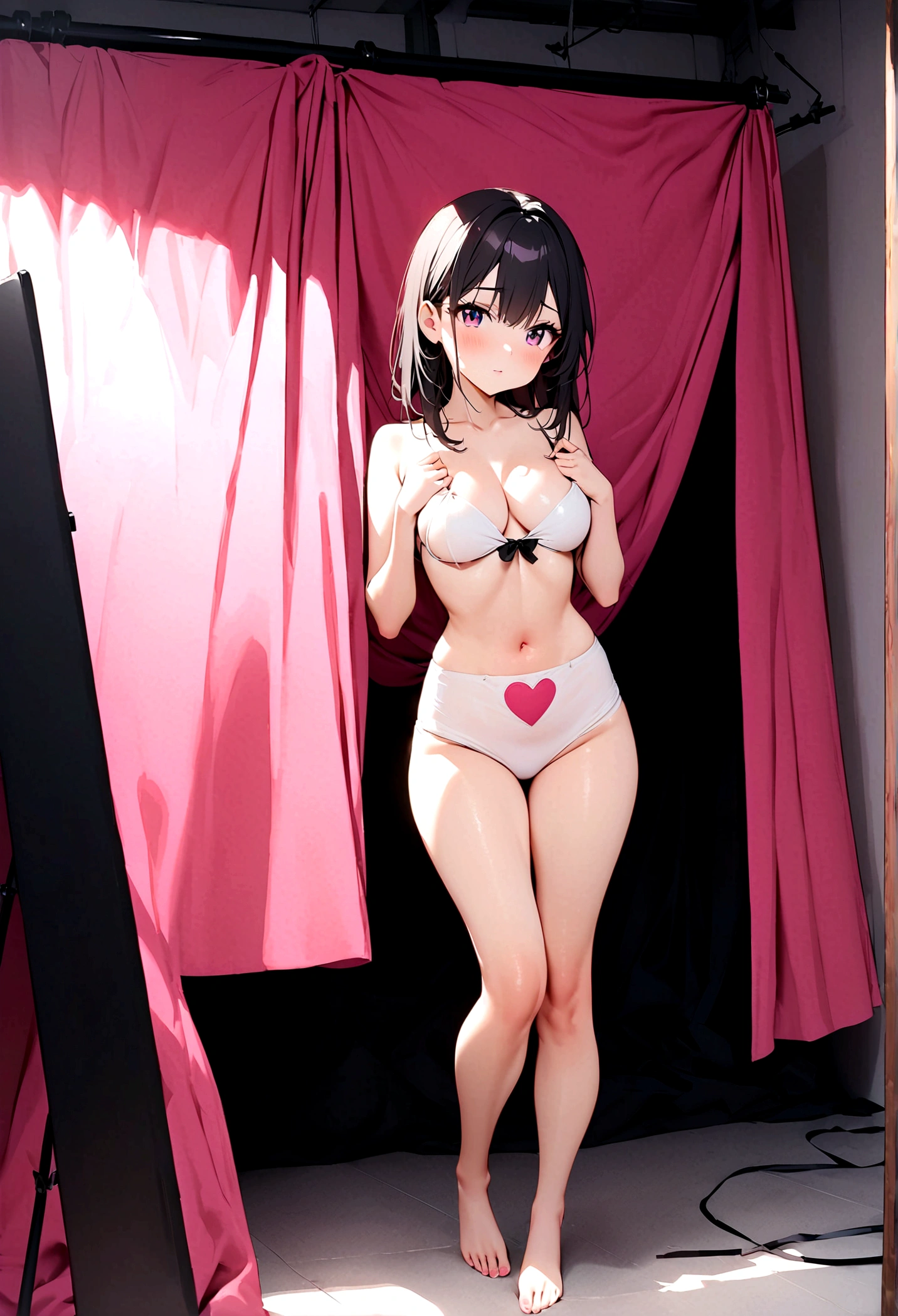 Highest quality,masterpiece,16 year old cosplayer,cute,Beauty,Beautiful breasts,ball&Greet,Indoor photography studio,Waiting,Sexy Costumes,Nearly naked