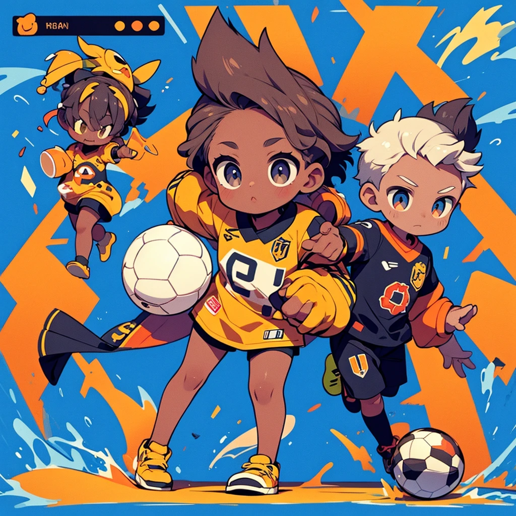brun, yeux noir, play football, cheuveux long, Realist, whole body, maillot de football, tan skin