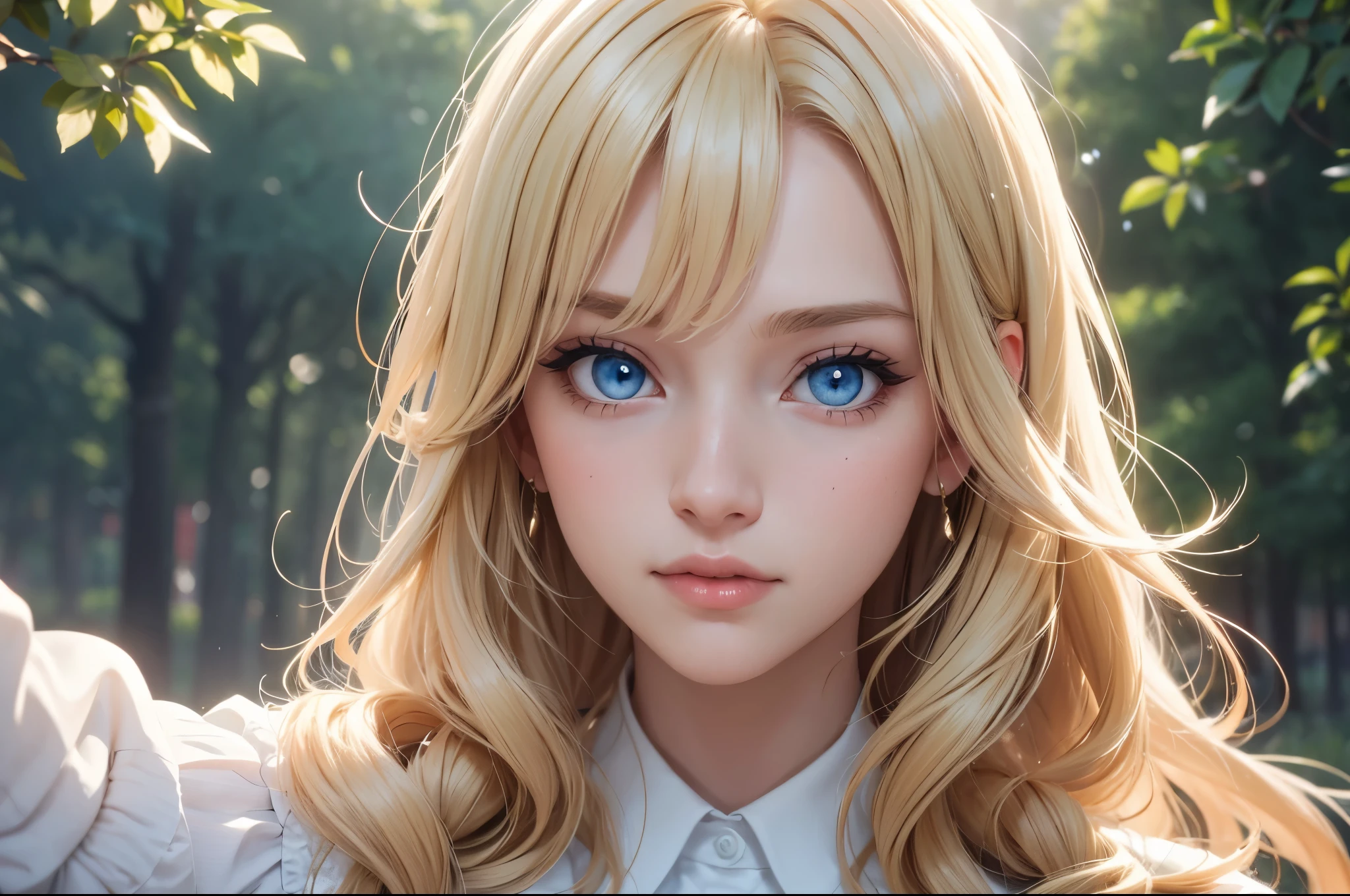 portrait, Practical, blue eyes, blond, Large Breasts, 4K resolution, High quality CG, Beautiful CG, Soft Light, fashion brand image, Fashionable and casual,