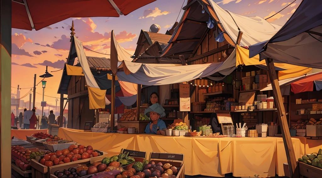 market, market stalls, market tents, umbrella above sold goods, 