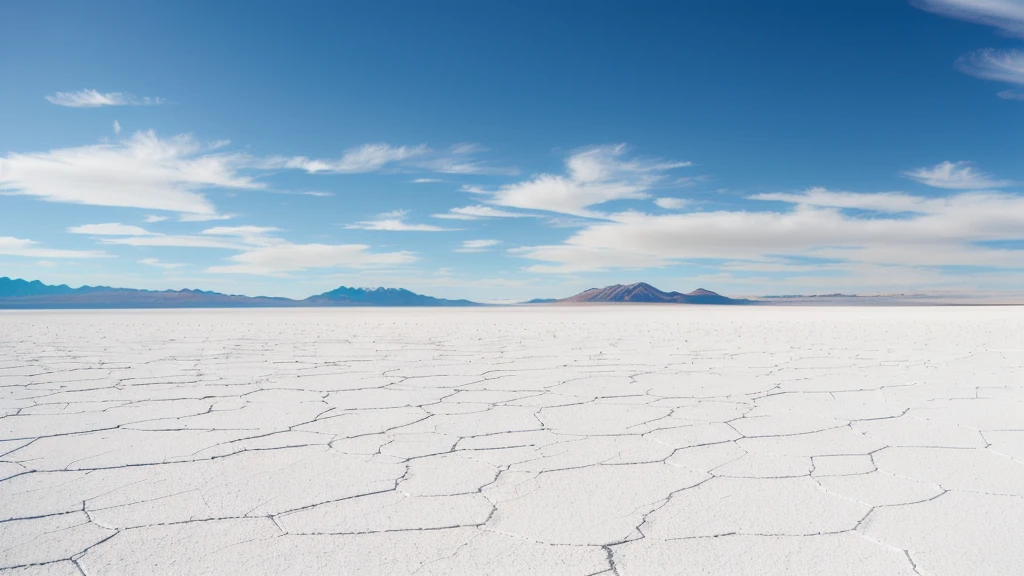 arafed view of a vast desert with a mountain in the distance, constructed upon salar de uyuni, white desert background, at the salar de uyuni, most perfect desert on the world, at salar de uyuni, white desert, salt flats with scattered ruins, barren desert landscape, mexican desert, flat desert, barren landscape, desert in the background
