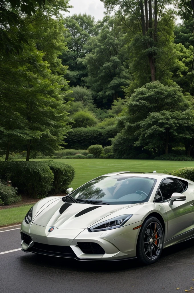 Super car,parked in nature,with beautiful, luxurious 