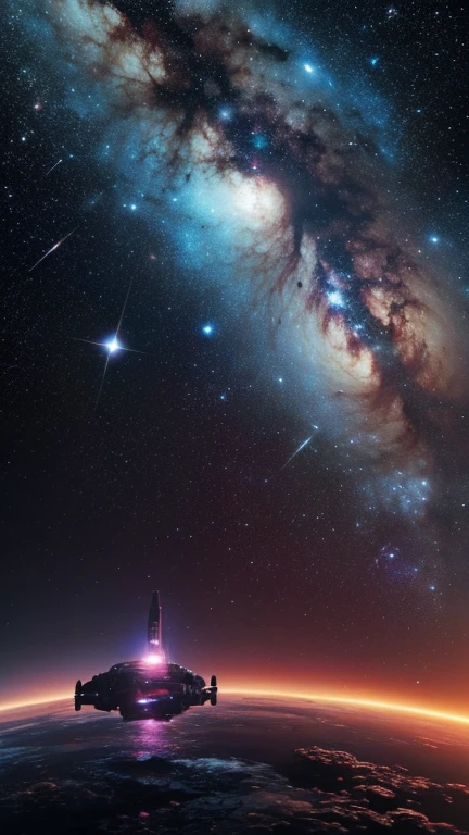 Great Galaxies and Nebulae and Superstars,A Super huge space battleship,