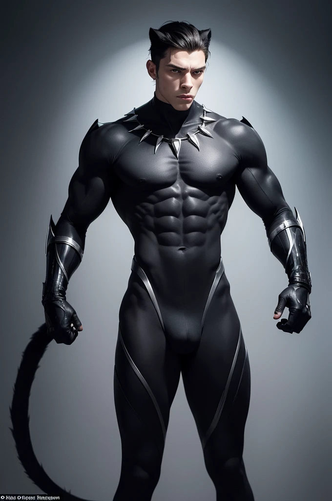 An image of that description:
Mike, 19yearsold, He is a reserved and tall young man, measuring 1,82m. As a black panther hybrid, He has an imposing and striking presence. Mike prefers quiet solitude to dedicate himself to reading, being known for his seriousness and depth of thought. He values his long hair and has a refined taste in perfumes.. His reserved personality and peculiar interests distinguish him as a figure with a strong and enigmatic presence.. And he has the ears and tail of a black panther