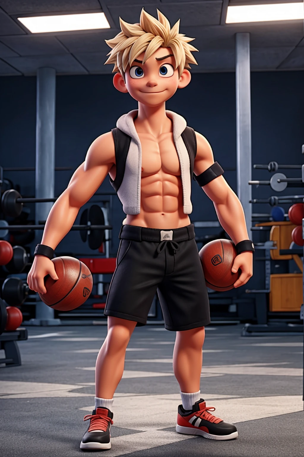 Bakugo katsuki, gym, perfect eyes, five finger, Weights.