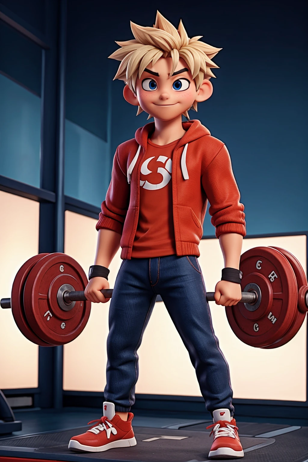 Bakugo katsuki, gym, perfect eyes, five finger, Weights.
