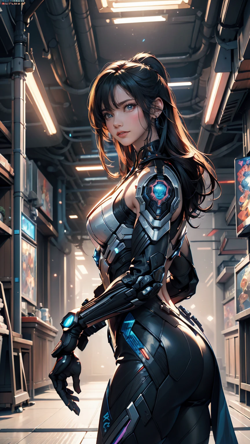 cyber punk, Movie Frame, Dystopian Future, Ultra-realistic, 8K, Vibrant, detailed, Zubrash, Comic book illustration, Trending on Artstation, Peter Moerbacher, From wlop, Luan Jia, Alphonse Mucha, By Dmitry Prozorov, Norman Rockwell,