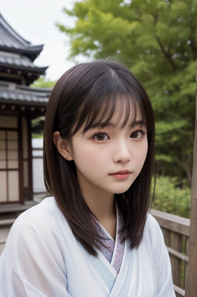 (1 Girl )、(Beautiful Japanese、18years old,round face、Refreshing、clear、seems kind、stylish、Pitiful、cute like an angel、cute、black eyes、,actress,Almond-shaped eyes,Translucent white skin、Beautiful skin), Japan human face , (((Beautiful breasts:0.4))),(((soft breasts))),(very cute),(Black hair),(enchanting eyes),(highlight on eyes:1.2)、(8K、Live shooting、highest quality、masterpiece:1.2、optimal lighting)、((masterpiece)),(Photo taken by a professional photographer),(real、photo real:1.4),BREAK,{ (jamanese kimono),(yukata)},(cheeks are red:1.3), BREAK, BREAK,Face shot:1.3、 face close-up,Looking at viewer、From above,happy,Lonely face,,Japanese countryside shrine,night:1.4、Japanese countryside,、Lantern、Japanese Festivals、(Cleavage:0.1)
