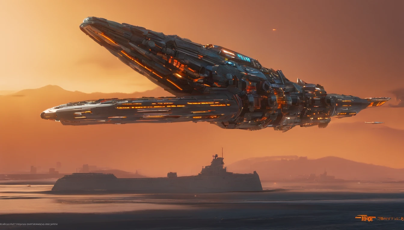 A unique metallic color of a bengal tiger starship in Gothic style, & the shape of a bengal tiger, Tim Burton & Mary Shelley's vision, flying by Saturn, cool 750k UHD unveiling every minute feature, from heavy artillery, intricately woven into the ship's backbone to the Bengal tiger's head is molded into the tip of the ship & riveting diodes, black & orange crystal diamond nacelles, in the rear.