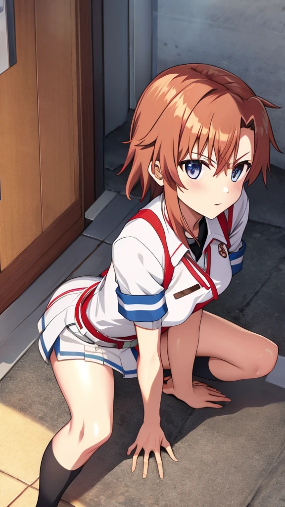 Misaka Mikoto's Anime View, One girl, Teenage Girl, cute, alone, Chestnut Hair, hairpin,Brown eyes, Are standing, View your viewers,smile,,Anime Style, Student uniform++ mini skirt