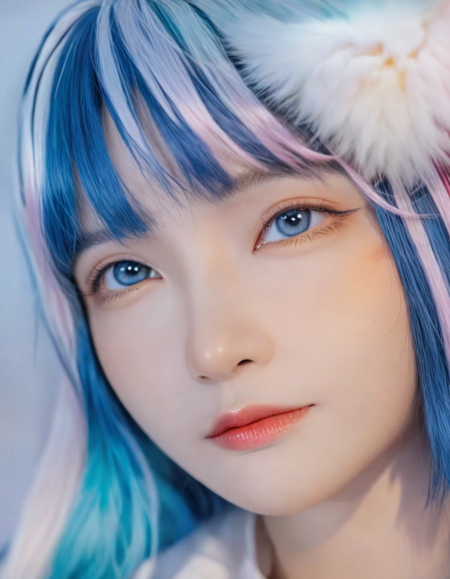 huge, Macro-human origins, a monster creature,Not a human face,Look directly into the camera. This concept image has a bold outline,Rich in details, Blending reality and fractal elements. This creature is colorful., Focus on the face and eyes, Create high-quality masterpieces. 背景Rich in details,But the depth of field is shallow, Enhance the prominence of creatures in the scene.