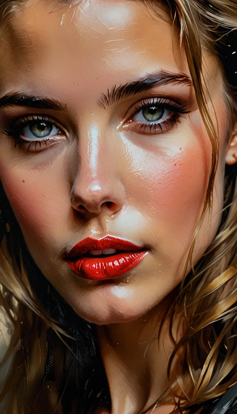 realistic, painting, portrait of a girl, digital art by Casey Baugh and Neal Adam, detail face (lip and eyes) by Armstrong and Jay Anacleto, masterpiece, best quality