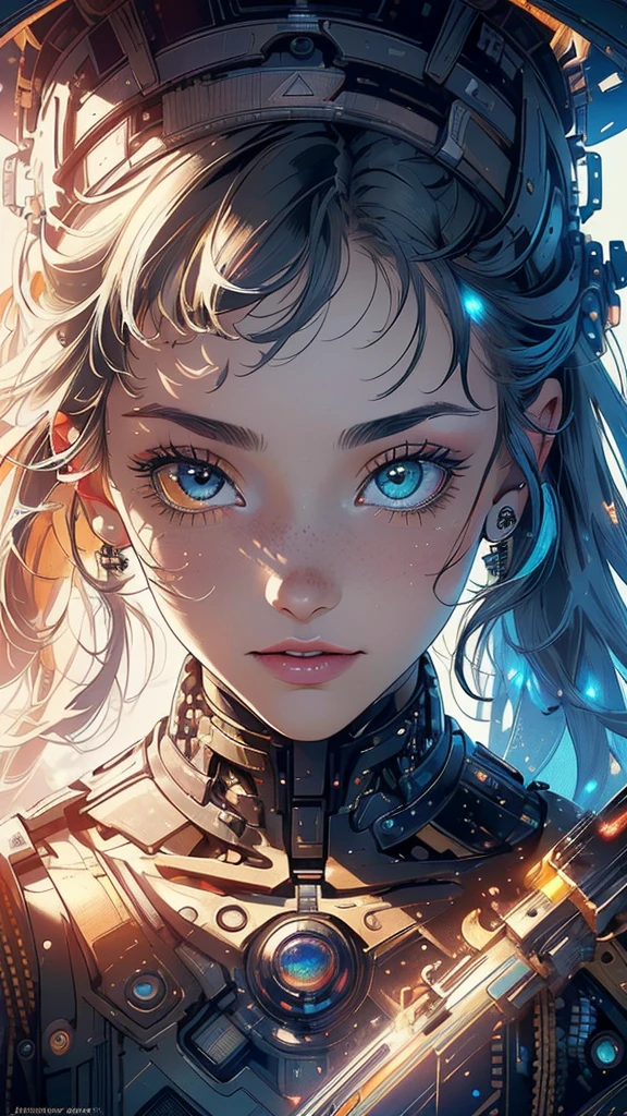 (((masterpiece, highest quality))),(((solo:1.2))),(((1girl:1.2))),32k wallpaper, very detailed,(((((portfolio))))),(((((Close-up))))),(((((bust up))))),((((more various angle)))),(((highlight))),((((heterochromia)))),(((complete. detailed face))),((((Extremely talented)))),((((Wonderfully detailed complicated machine)))),((((genius mechanic)))),((Overall colorfully)),(((futuristic galaxy)))