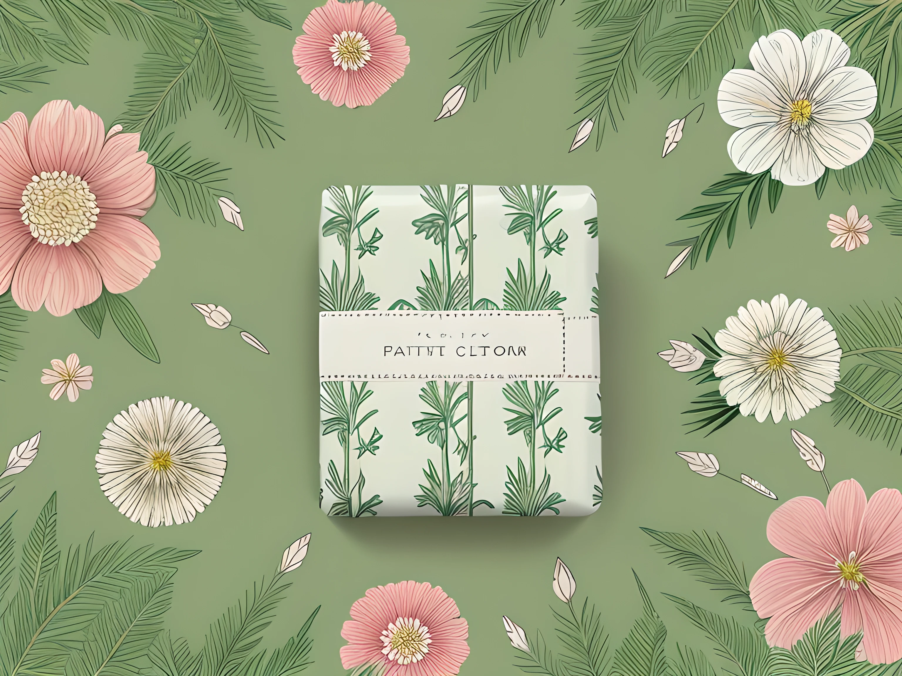 Wrapping paper design,pattern,repeated elements,Flowers and Grass,plant,illustration style