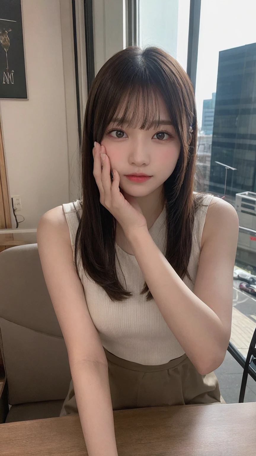 In detail, High resolution, high quality、Perfect dynamic composition, Beautiful attention to detail, Medium Hair, small 、Natural color lip,Kamimei、Shibuya Ward、20-year-old girl、1 person、Clear Skin、Shiny Hair、Tabletop, 最high quality, figure, Super detailed, In detail, High resolution, 8K、The correct state of the human body、Random pose、、Sculpture model pose,Hair dancing in the wind、