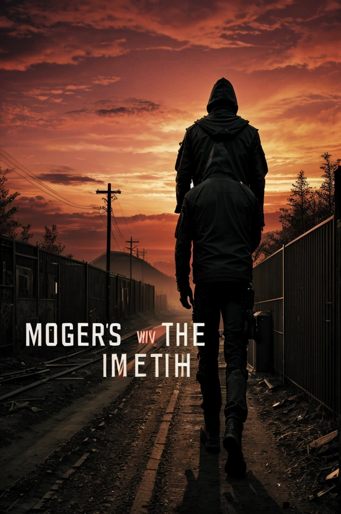 text with dark colors saying (Mooger Walk) and a post-apocalyptic background with red sky