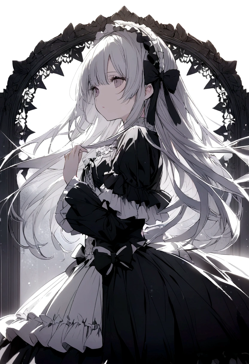 Lolita(Gothic Lolita Costume、Black and White、low length、Gal)