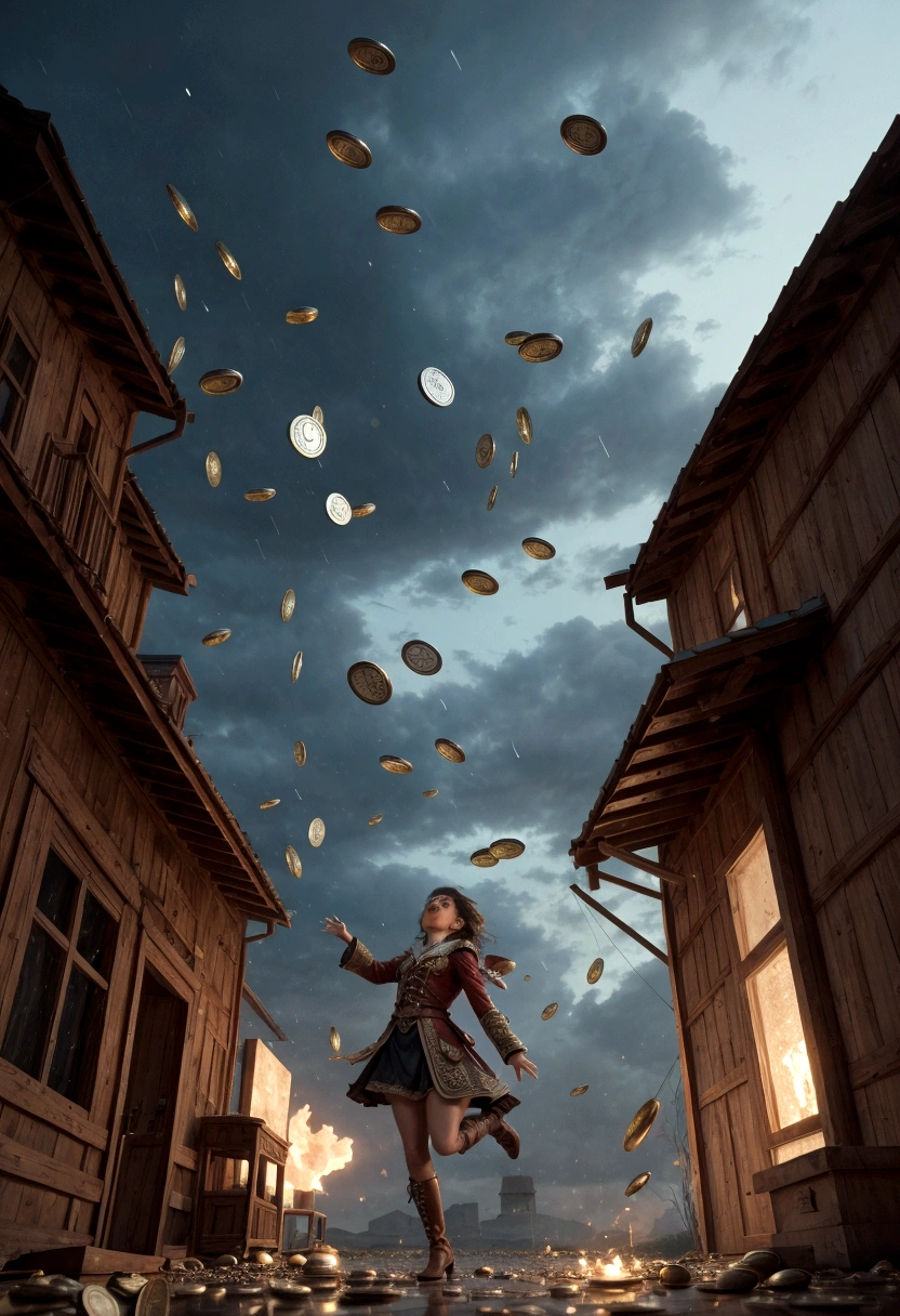 lots of prizes and coins falling from the sky