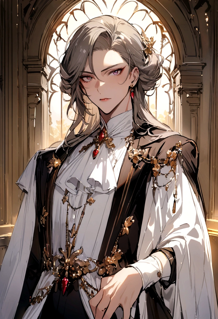 masterpiece, best quality, high quality, 1boy, solo, male focus, looking at viewer, upper body, chrome,
