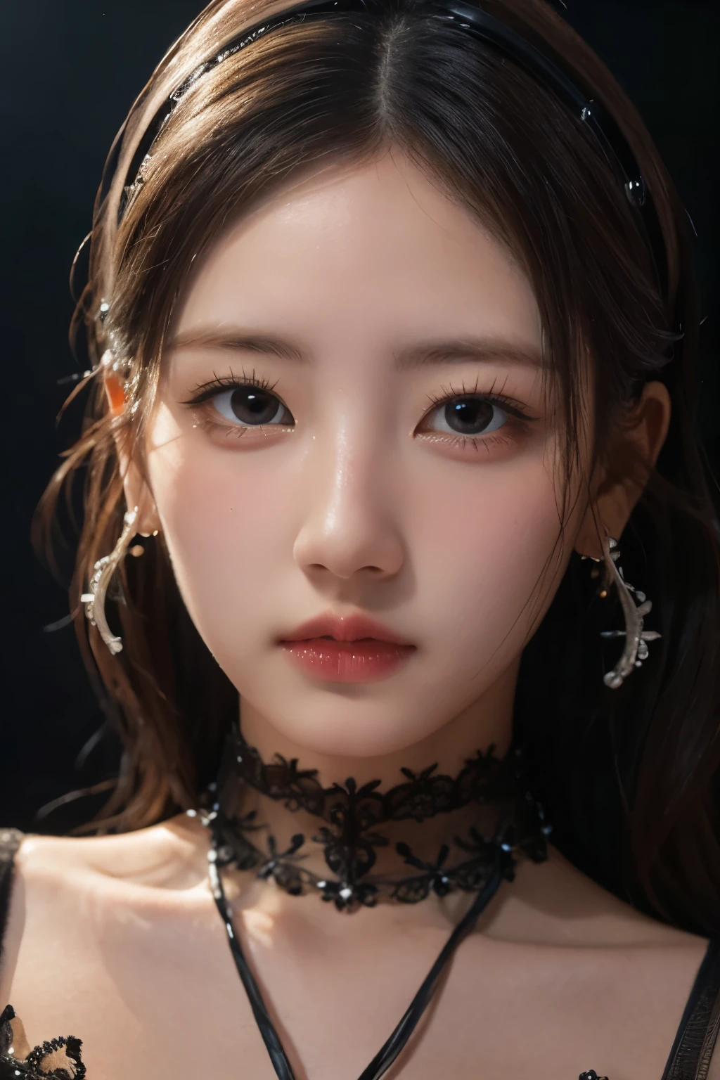 1girl, black dress, white background, beautiful detailed eyes, beautiful detailed lips, extremely detailed face and portrait, long eyelashes, intricate details, elegant, photorealistic, cinematic lighting, dramatic lighting, high-quality, 8k, masterpiece, award-winning photograph