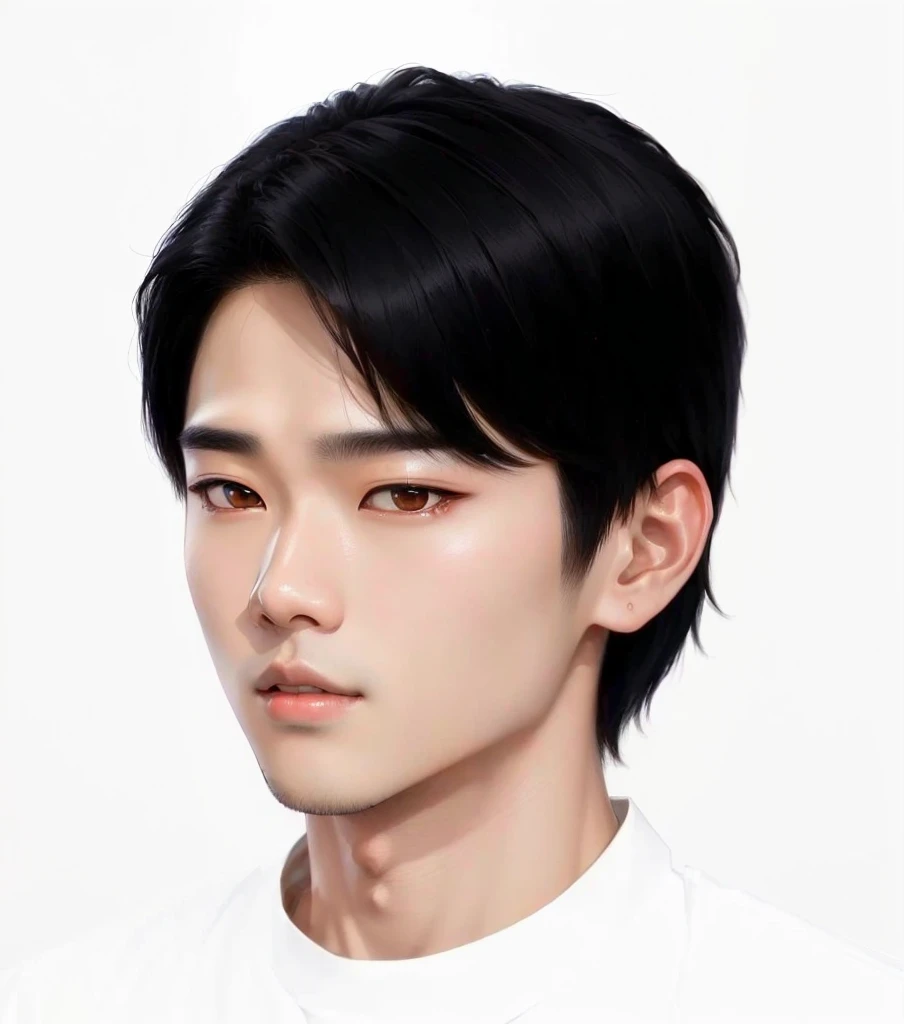 arafed asian man with a white shirt and black hair, jinyoung shin, kim doyoung, headshot profile picture, yanjun chengt, south korean male, wan adorable korean face, 1 7 - year - old boy thin face, hyung tae, a handsome man,black short hair, wonbin lee, portrait of kpop idol, inspired by Yanjun Cheng
