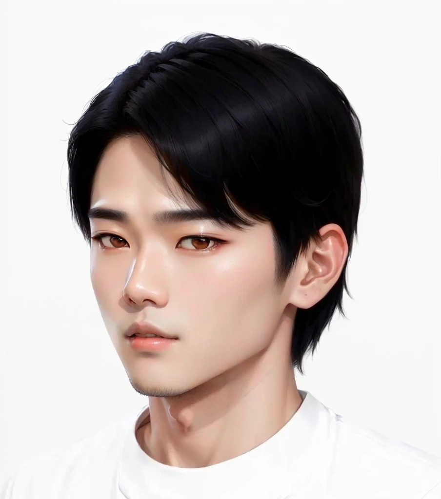 arafed asian man with a white shirt and black hair, jinyoung shin, kim doyoung, headshot profile picture, yanjun chengt, south korean male, wan adorable korean face, 1 7 - year - old boy thin face, hyung tae, a handsome man，black short hair, wonbin lee, portrait of kpop idol, inspired by Yanjun Cheng