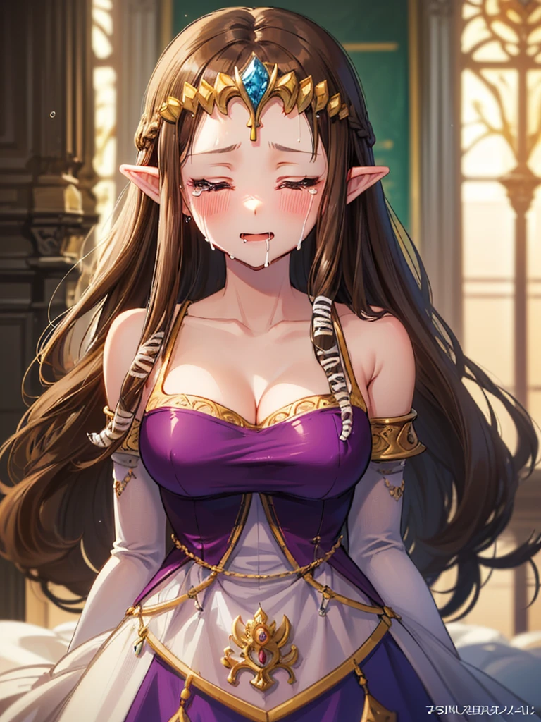 ((Cum on face)),((((1 male organ)))),((Face close-up)),((Very detailedな手)),((Princess Zelda)),((Twilight Princess)),))),(),((((Are crying)))),((Blushing)),((Purple blouse)),(((((throw,1 boy, penis, Chest Blowjob, paizuri, penis is between breasts, penis in breasts, Breast compression))))),((Dark brown hair)),Anime art style,masterpiece,(Highest quality), ((Scared)),(Very detailed),(Very delicate and beautiful),(alone),,(Detailed face and eyes),(((((Please close your eyes.))))),(Torn underwear),(((Mature Woman,Queen)))),((crinoline)),Absolutely gorgeous highly detailed rococo ball gown dress with ruffled voluminous full length hoop skirt,((Straight hair)),(),Cleavage,length_gloves,Very gorgeous hair accessories、,((Gorgeous Glitter Jewelry)),