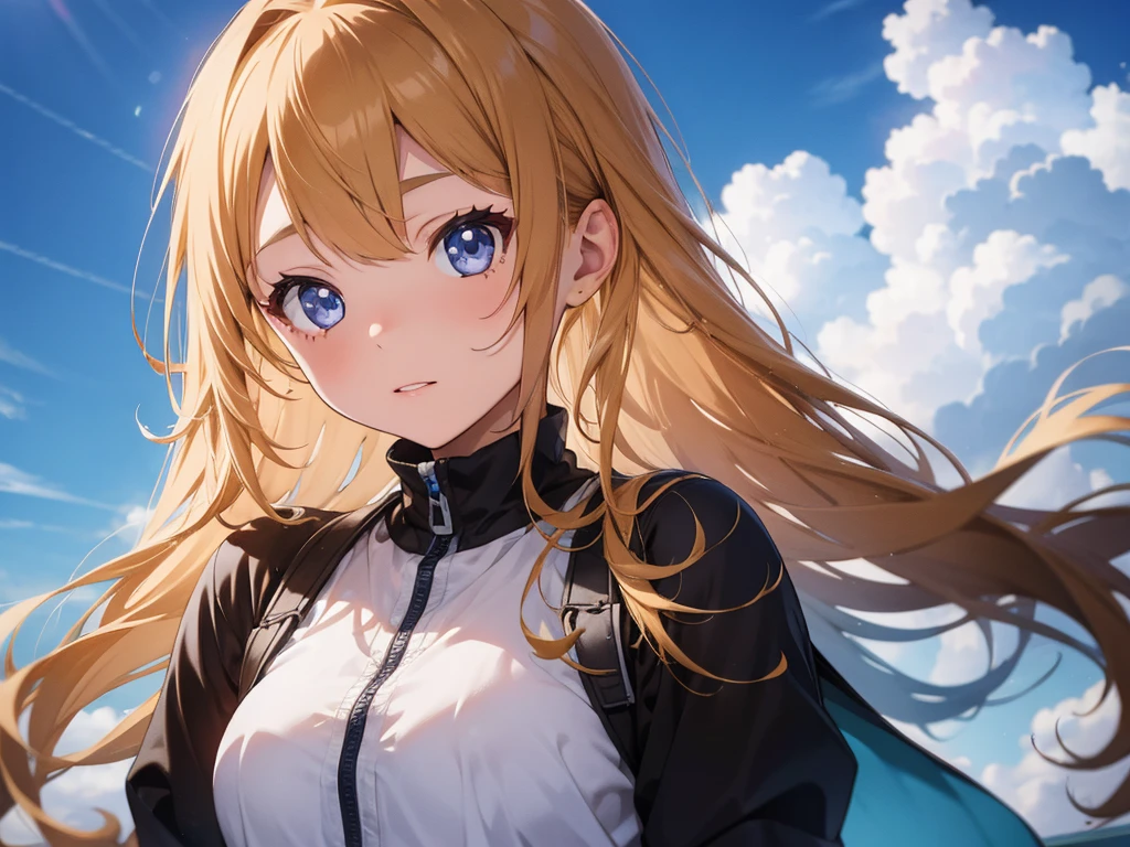 woman,long hair,golden hair,clear blue eyes,detailed face,Detailed background