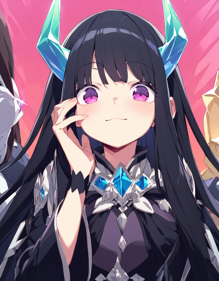 Place your hand on your cheek　Perfect Fingers　Insanely embarrassing　Crystal Horn　Shining Crystal Black Hair