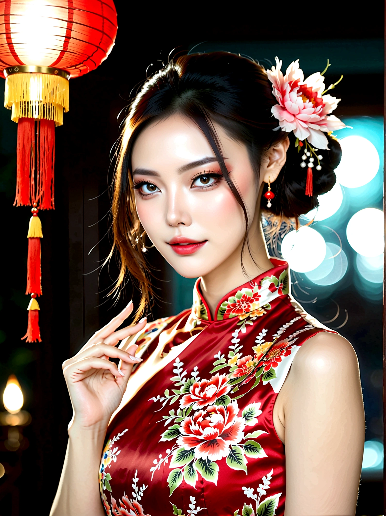 (bare shoulders:0.6),full body,Cheongsam,(Glowing ambiance, enchanting radiance, luminous lighting, ethereal atmosphere, mesmerizing glow, evocative hues, captivating coloration, dramatic lighting, enchanting aura),1girl,masterpiece,best quality,1girl,(in smoke:1.1),(dynamic smokeanywhere:1.4),(upper body:1.2),(1 Chinese patterns in the middle of the girl's forehead),girl with a weak temperament,epic cinematic,soft nature lights,rim light,absurd,amazing,funny,itricate,hyper detailed,ultra realistic,soft colors