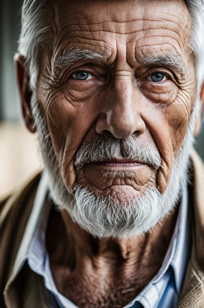 portrait of an 80 year old man full length, wrinkled, weathered, with piercing eyes, face detailed, High details, fot, dark studio, rim-light, Nikon D850, 50mm, f/1.4