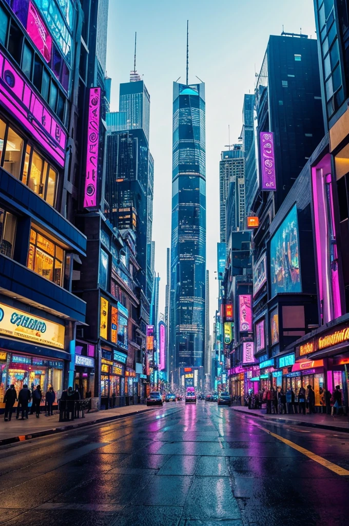 Imagine a futuristic city with brightly lit skyscrapers and streets full of life. Neon lights and holograms create a vibrant and modern atmosphere.In the center of the image, a main street with an elegant and avant-garde urban design. Puedes incluir detalles as carteles luminosos, flying vehicles or people with distinctive fashion styles.
Integrate symbolic elements that represent the themes of your album: a broken heart on the ground, rodeado de flores marchitas y letras de cancionesUnprecedented: Reflejos de la street y Superación Personal"Unprecedented"Then, below this, you could include a subtitle that summarizes the key themes of the album, as "street, Lost love, Overcoming and Past".